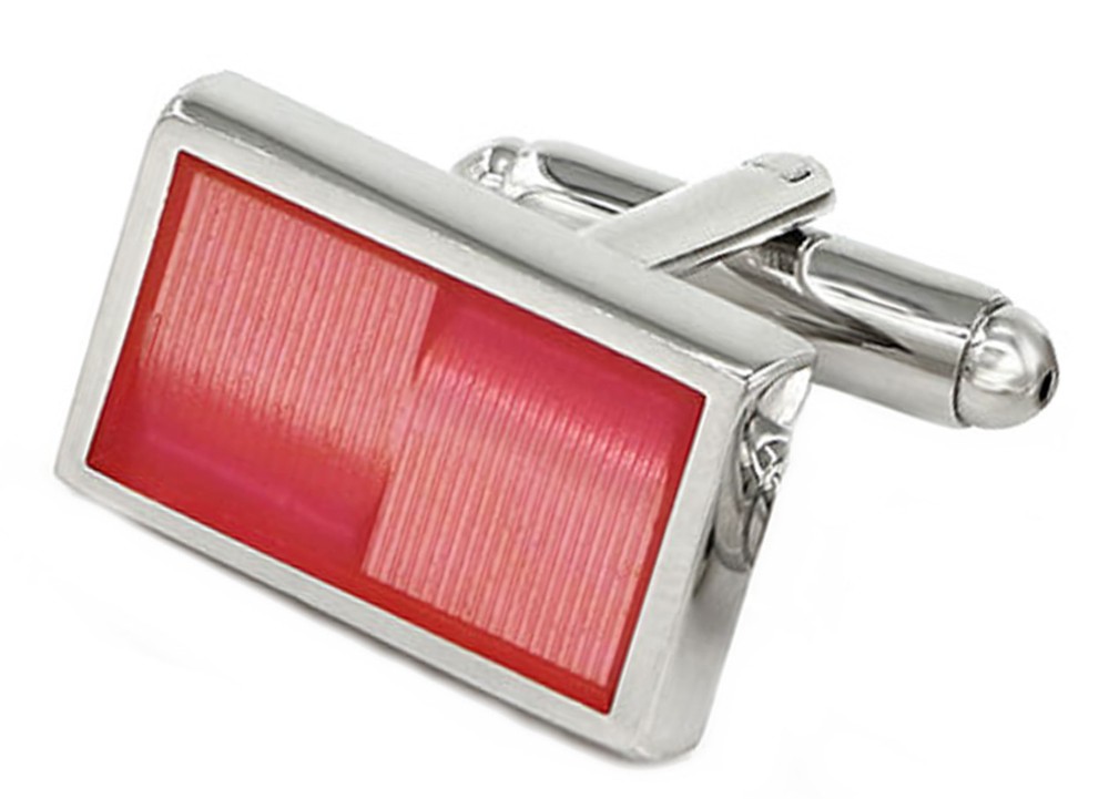 Modern Pink Rectangle Enamel Cufflinks   by CUFFLINKS.DIRECT