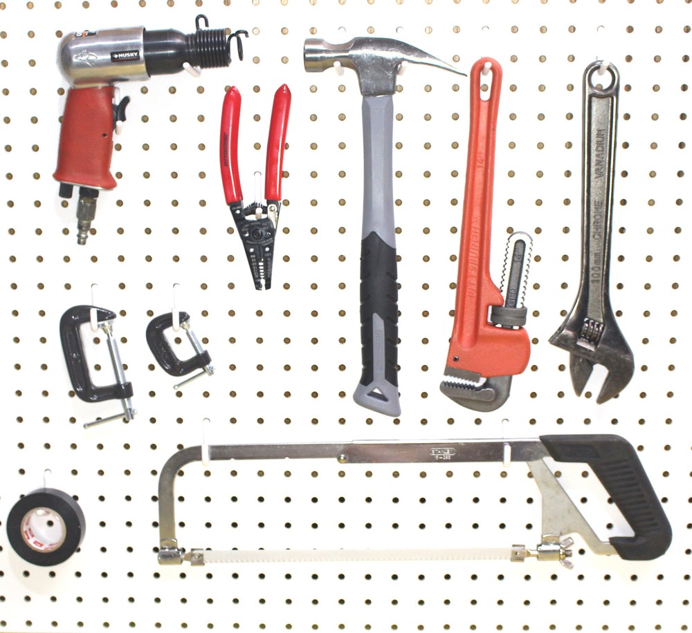 Plastic White L-Style Pegboard Hook Kit, 25-Pack