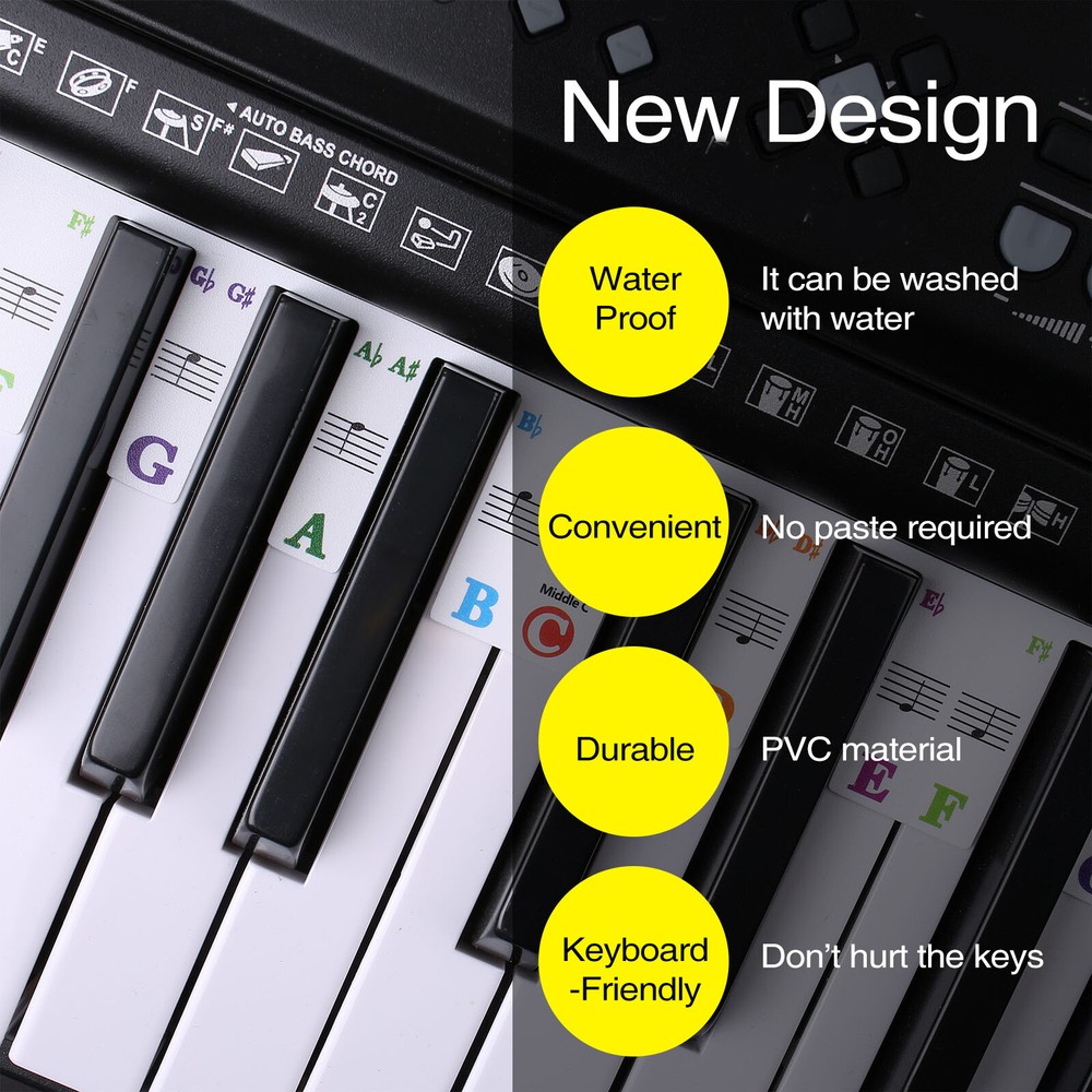 85cm 61 Key Piano Notes Guide for Beginner Removable Piano Keyboard Note Labels