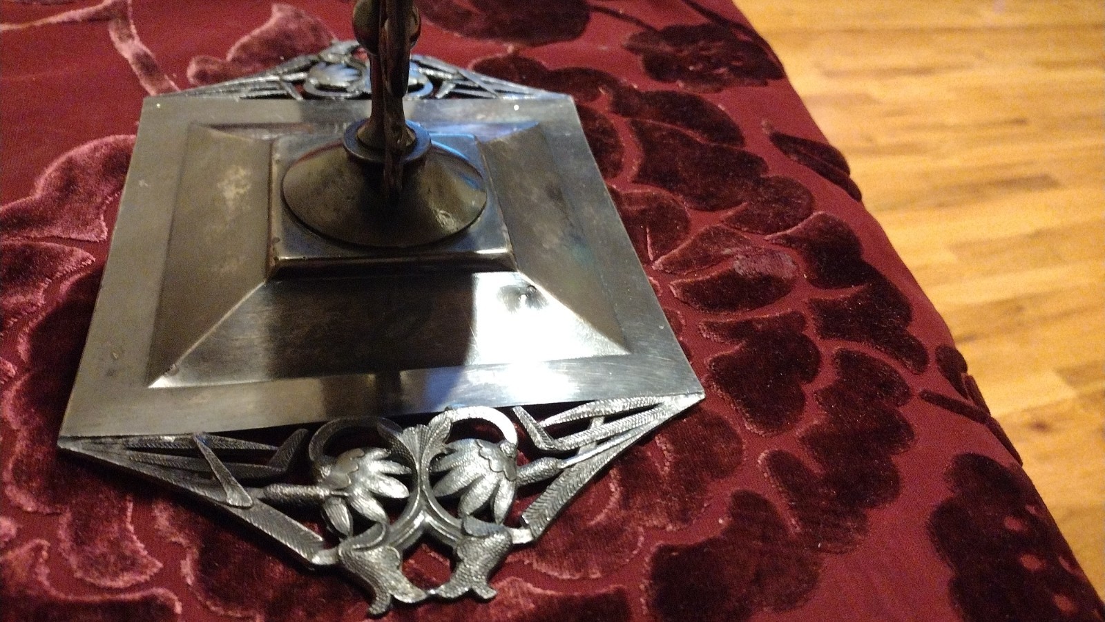 Antique Victorian unique Art Nouveau Dark Silver Plate Calling Card Repousse