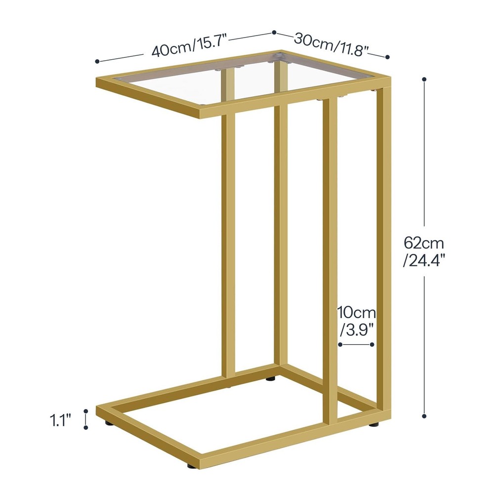 C Shaped End Table, Set of 2, Side Table for Sofa, Couch Table for Small Spac...
