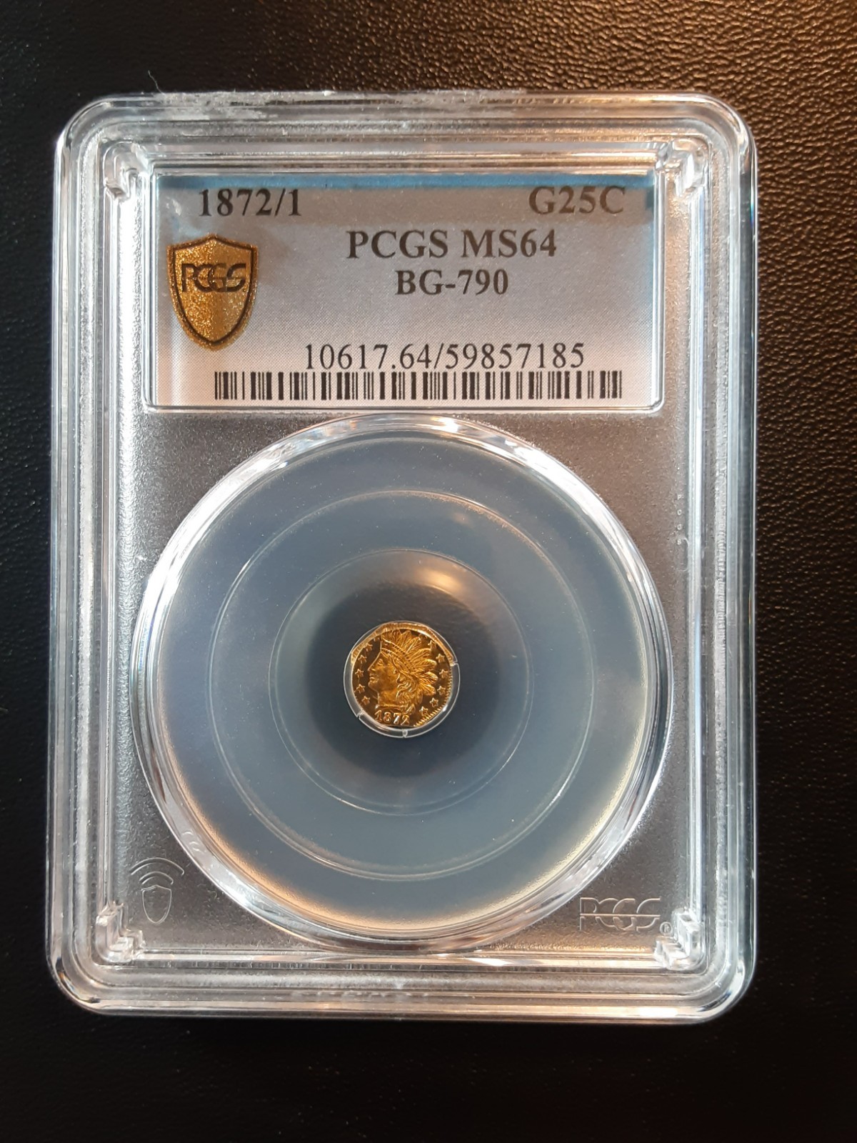 California Territorial Gold Octagonal 25C - Graded PCGS MS64 BG-790