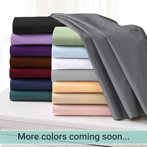 King Size Flat Bed Sheets 6 Pack - Soft Microfiber, Color-Coded Hem, Hotel Essen