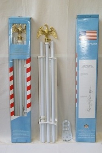 6' Flag Pole- Eagle Top ( 6ft White Pole Kit Diameter 3/4" Eagle steel bracket )