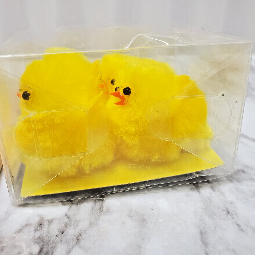 4 Easter Chenille Large Yellow Chicks 1 inches