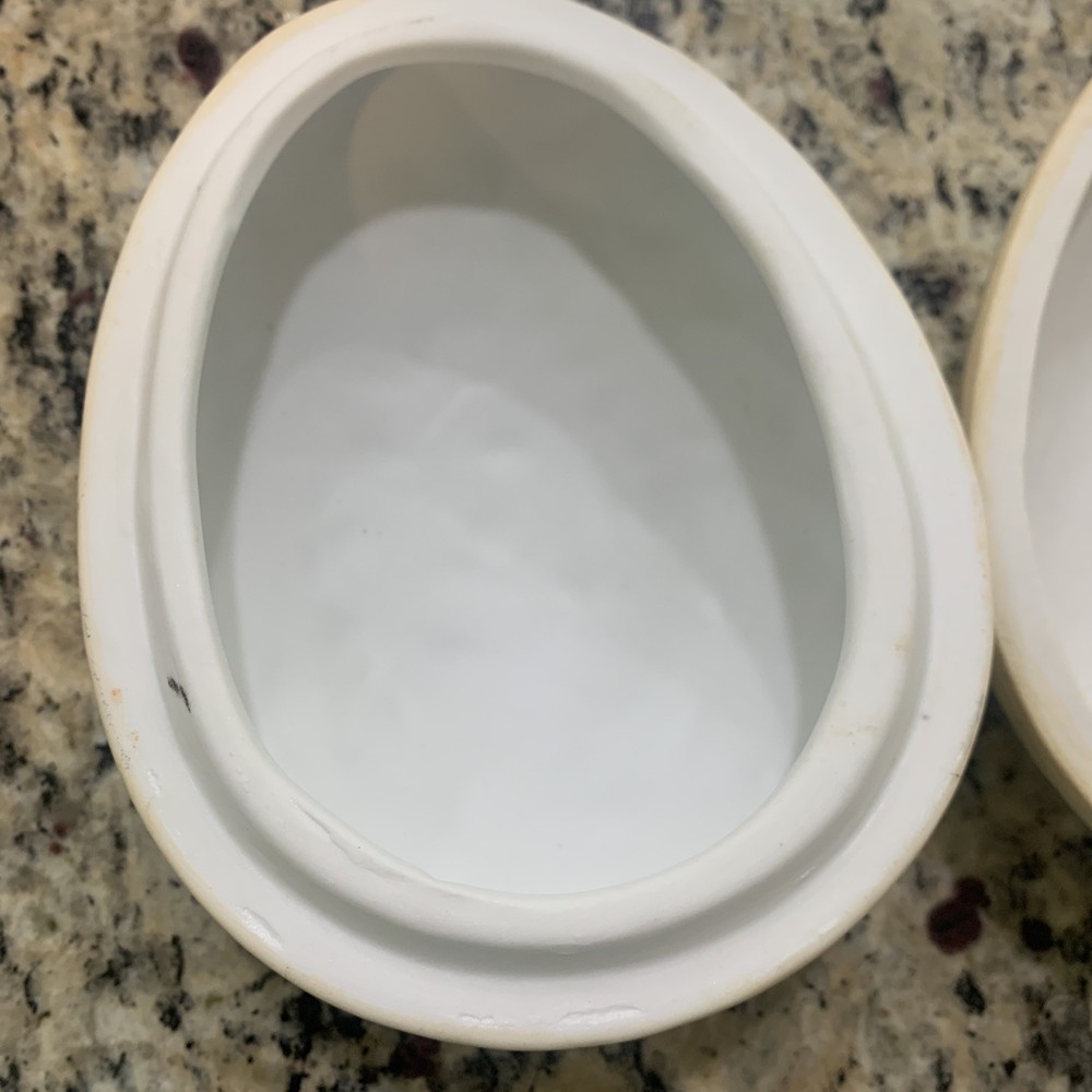 Floral Ceramic Egg Trinket Box