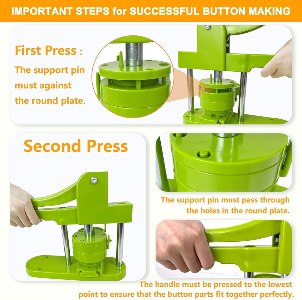 DIY Button Maker Machine - 1.25" & 2.25" Sizes, 200 Supplies & 2 Cutters