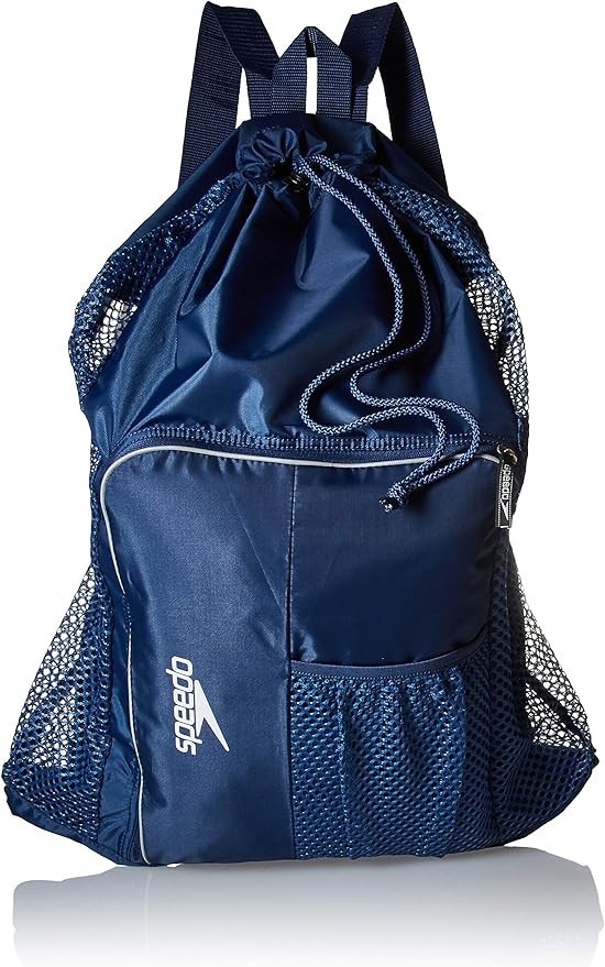 Speedo Deluxe Ventilator Mesh Equipment Bag Quick Drying Navy Backpack Strap
