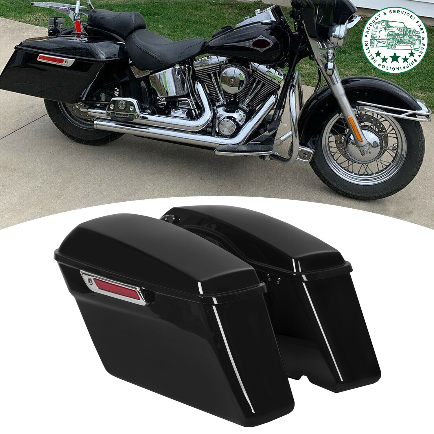 Gloss Black Hard Saddle Bags Saddlebags For 93-13 Harley Road King Glide FLHTCH