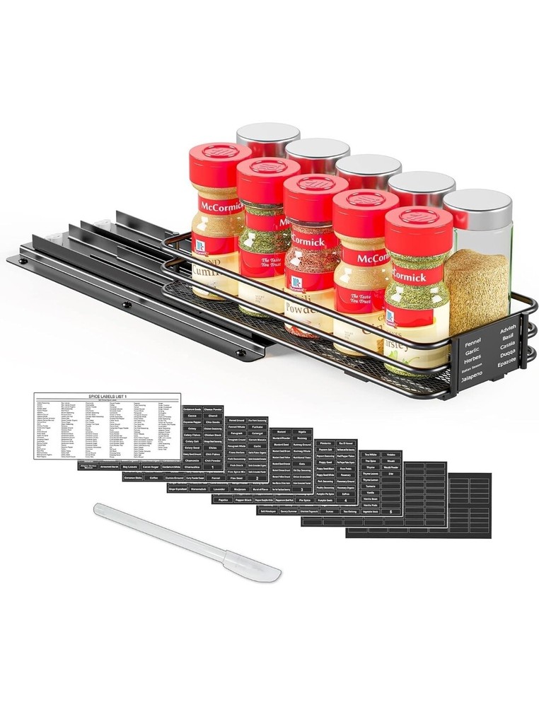 SpaceAid Pull Out Spice Rack Organizer for Cabinet, Heavy Duty Pull Out