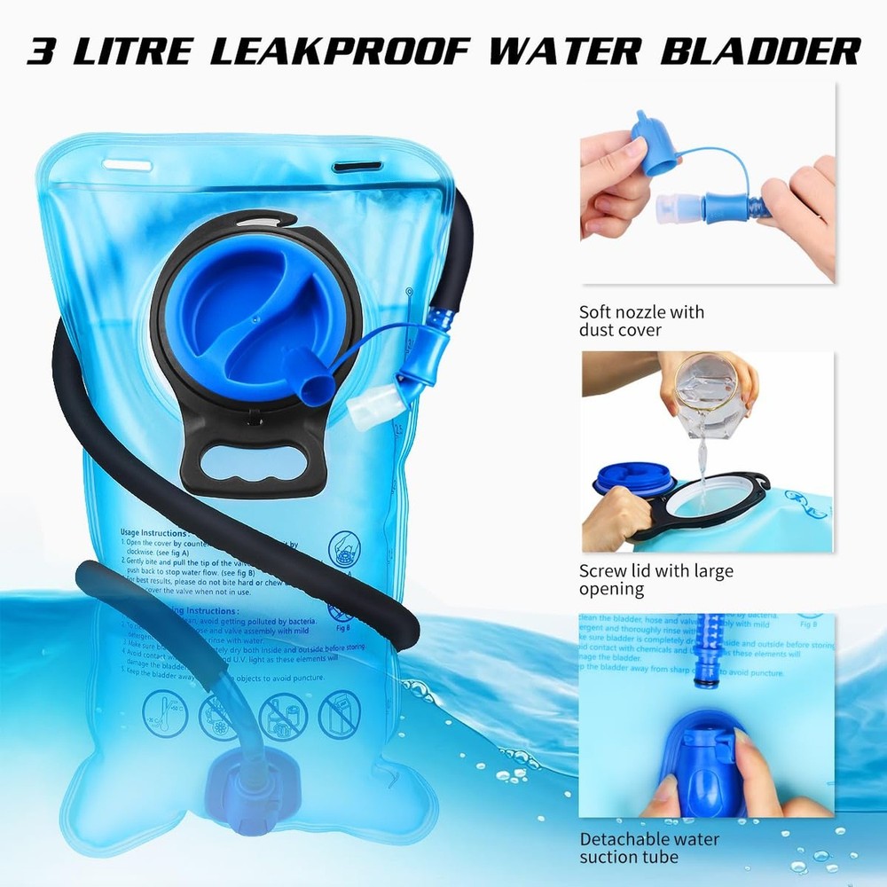 Hydration Backpack with 3L Water Bladder, Insulated Running Hydration Pack Hy...
