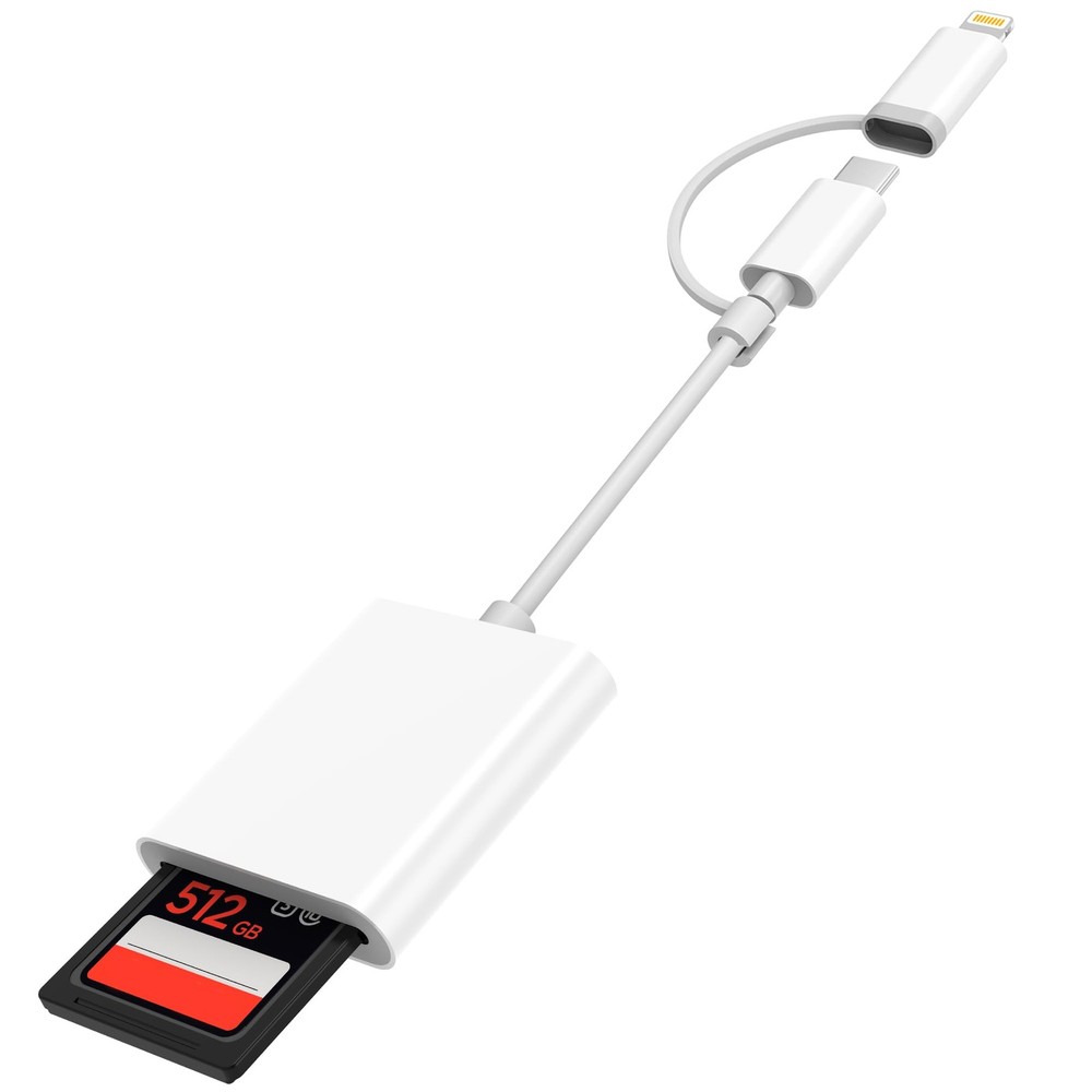 SD Card Reader for iPhone iPad, Dual USB-C  Lightning Connector Memory SD Car...