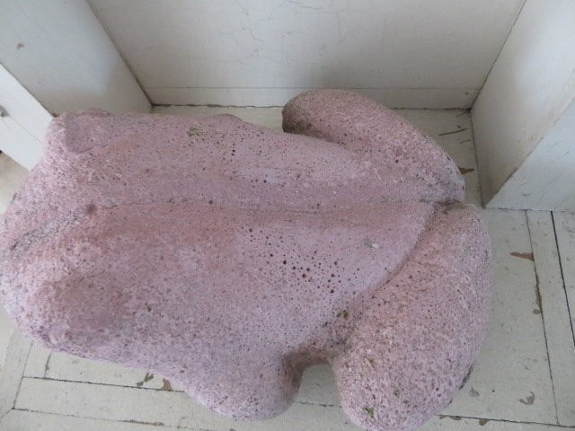 ADORABLE Chippy PINK Vintage STATUE Garden FROG TOAD Time Worn Patina