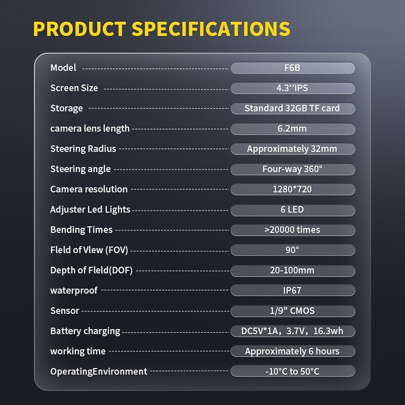 Ralcam 4-Way 720° Articulating Borescope Industrial Endoscope Inspection Camera