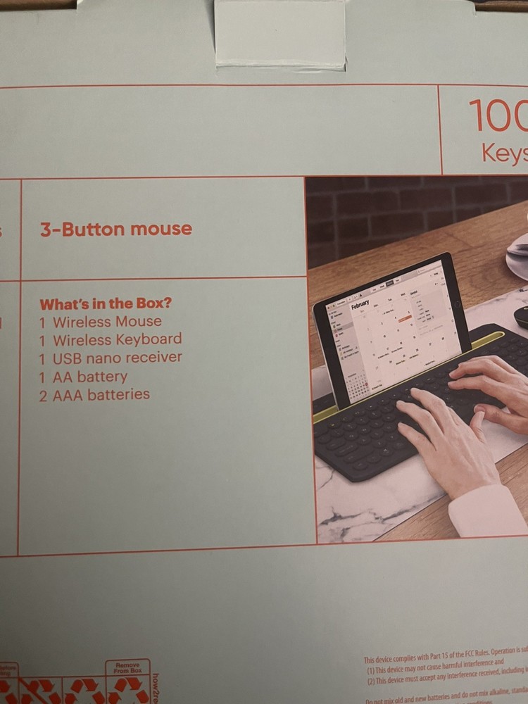 Onn Surf Multi-Device Wireless Full Size Keyboard & 3-Button Mouse w/Dongle