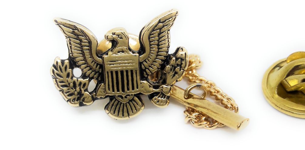 U.S.EAGLE INSIGNIA TIE TACK / LAPEL PIN 18KT GOLD PLATED