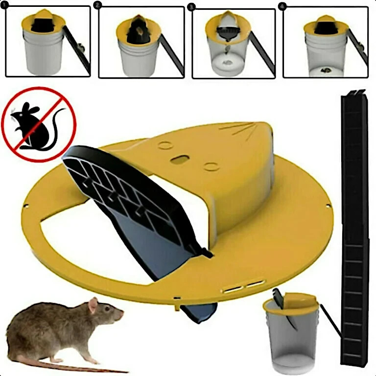 HUMANE Mouse-Rat-Rodent Trap "Flip & Slide" 5 Gallon Bucket Lid Multi Catcher