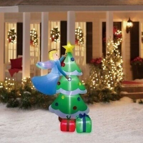 Holiday Time Flying Angel Decorating Tree Inflatable, 6.5FT Christmas Lights Up