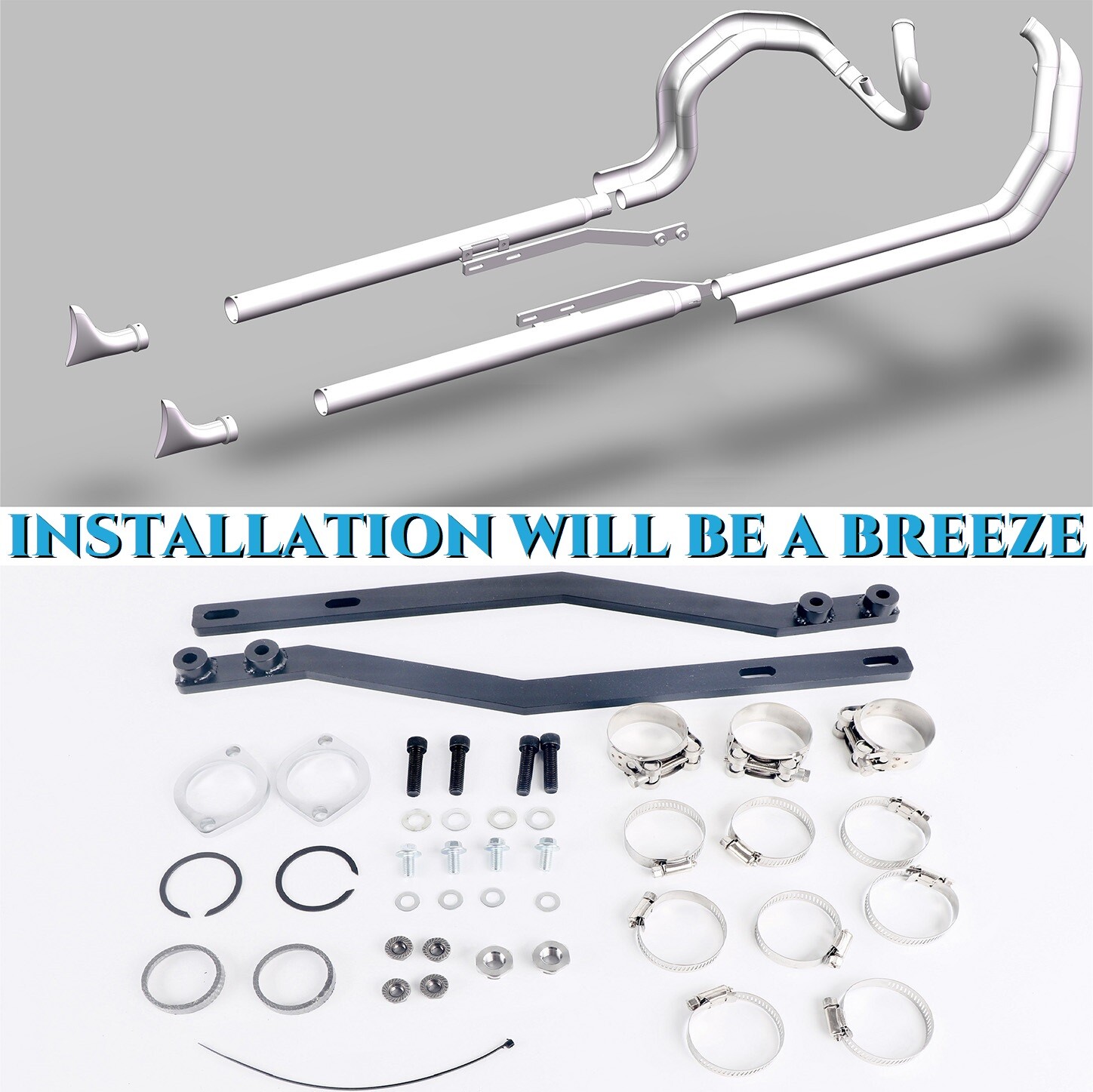 SHARKROAD True Duals With Fishtail Mufflers for Harley Softail 2000-2017