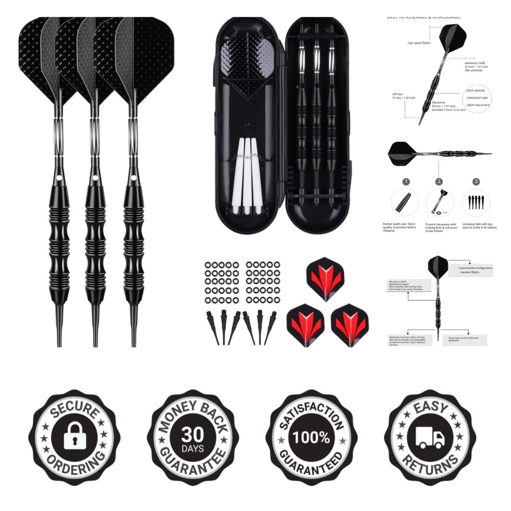 Professional 20g Soft Tip Darts - Complete Set with Durable Case & Accessories