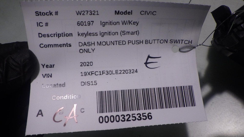 20 HONDA CIVIC Dash mounted push button switch
