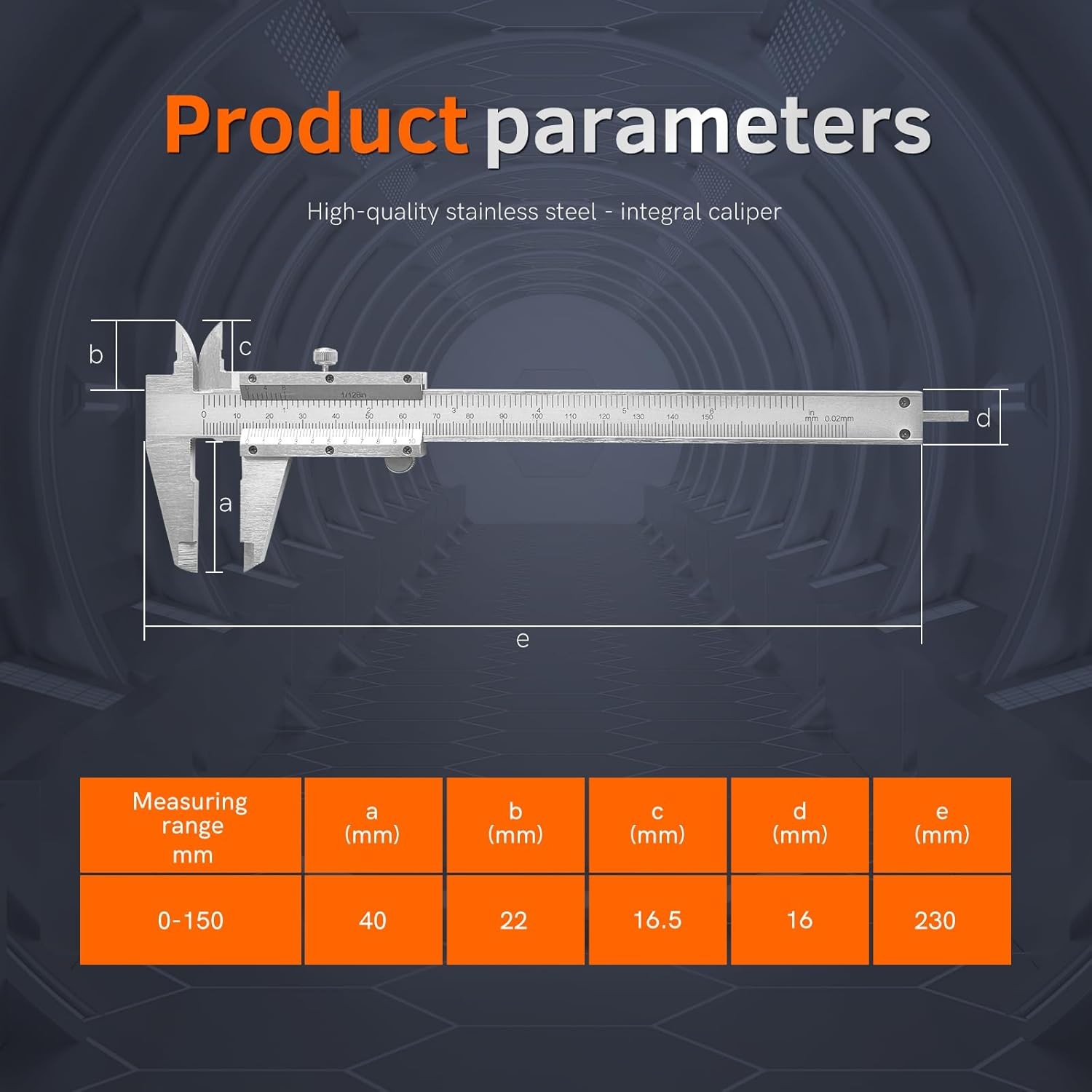 6-Inch/150Mm Vernier Caliper Measuring Tool, Fractional Calipers, High-Hardness