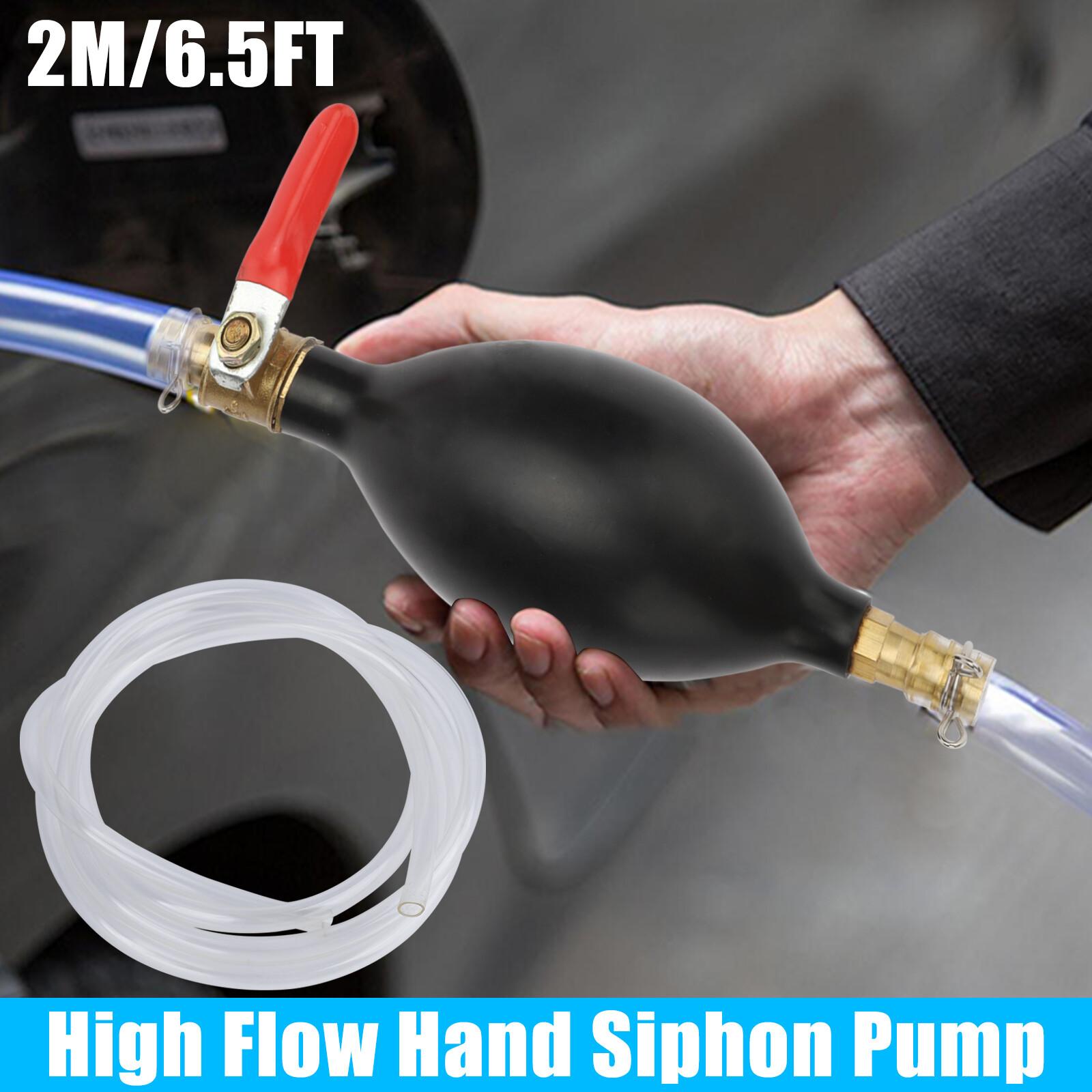 Portable Gas Transfer Siphon Pump Gasoline Hose Oil Water Fuel Petrol Hand Pump