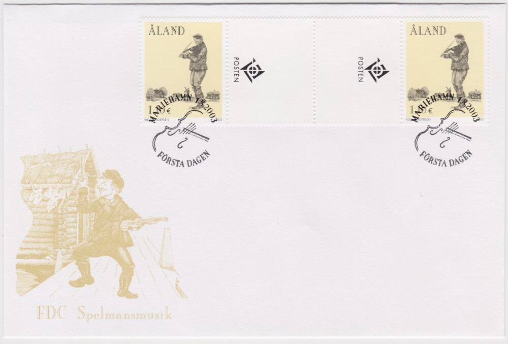 Aland FDC 2003 Folk Music, Gutter Pair, Mint