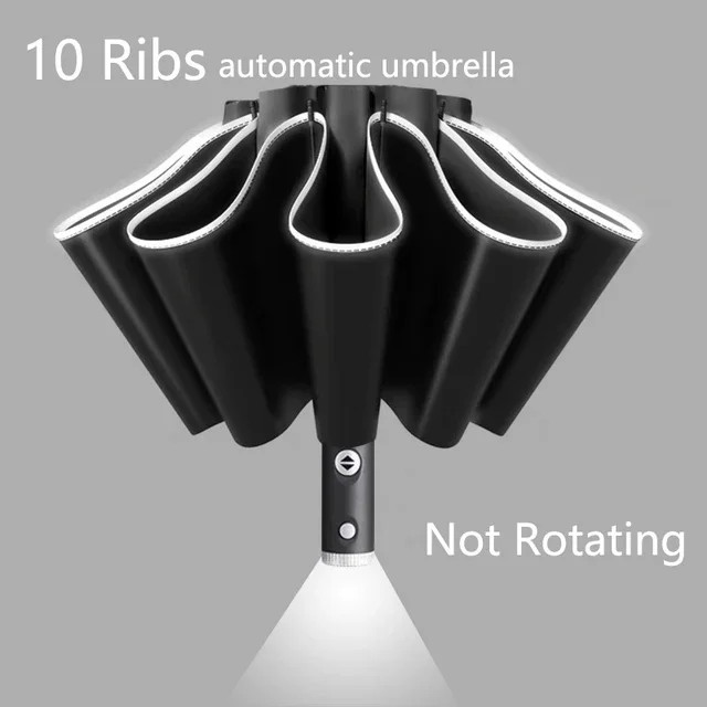 Automatic Folding Umbrella UV Protection LED Flashlight Reflective Large