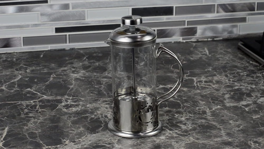 French Press Single Serving Coffee Maker, Small Affordable Silver