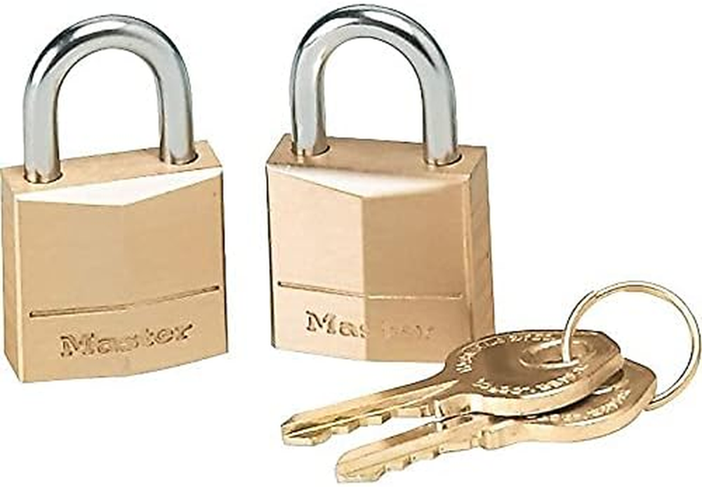 120T Lock Padlock Keyed-Alike Wide Padlocks, 3/4-Inch, Solid Brass 2 Pack Small