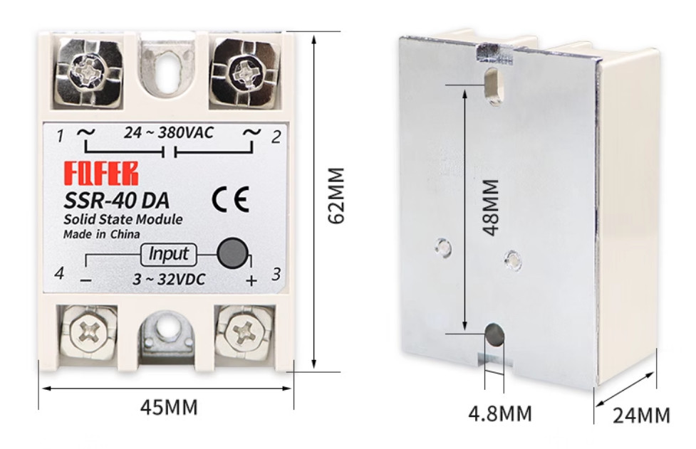 SSR-75DA 75A Single Phase Solid State Relay DC controlled AC Single Phase Solid