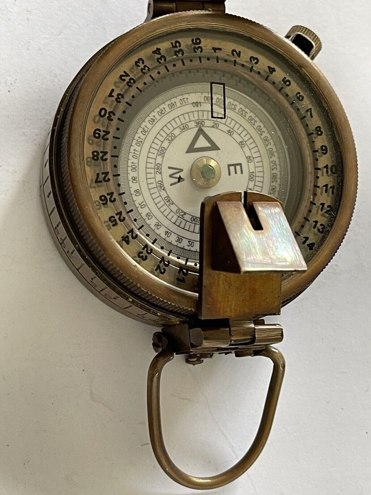 Solid Brass Engineer Survey Prismatic Compass With Leather Case