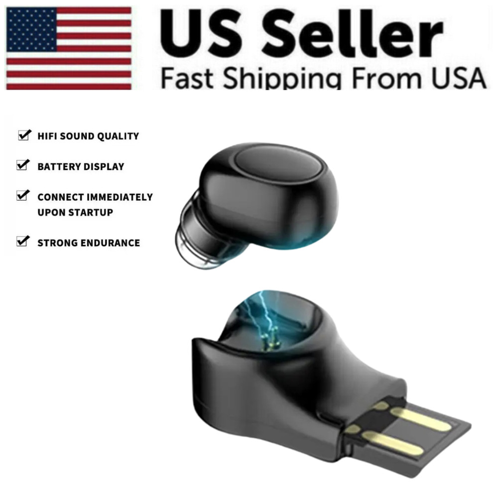 Mini Invisible Bluetooth Earphone Car Headset Earbud With Magnetic USB Charger
