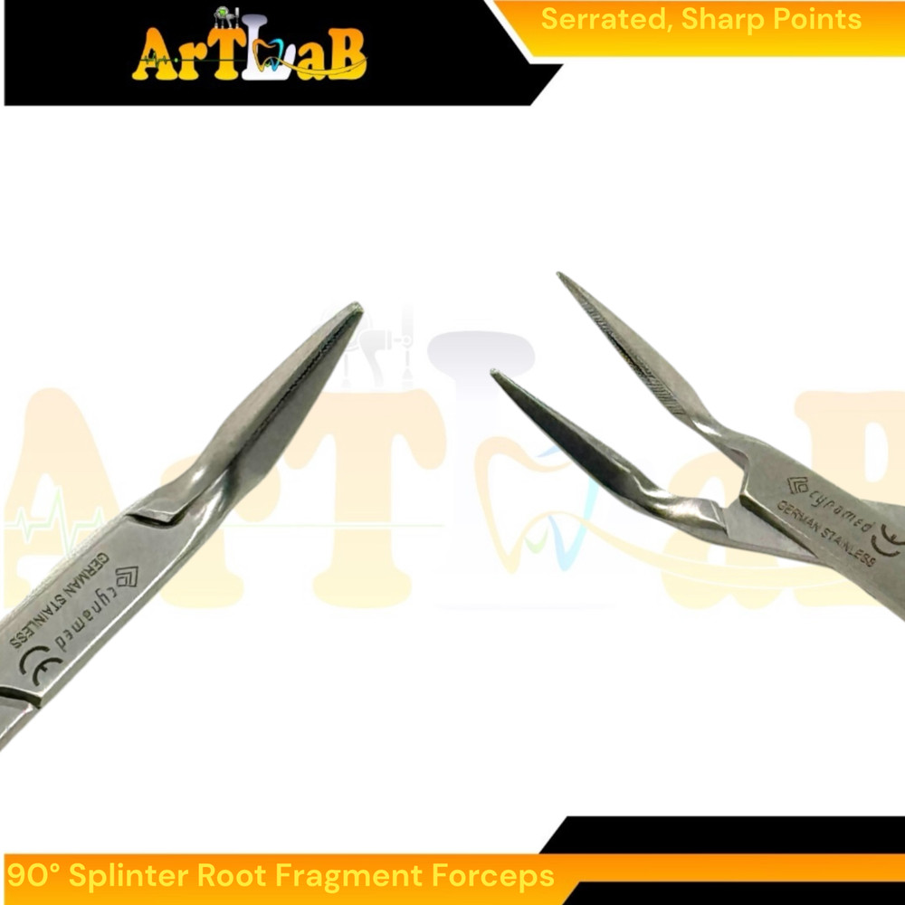 5.5" Splinter Root Fragment Forceps 90 Degree Tapered Serrated Sharp Tips