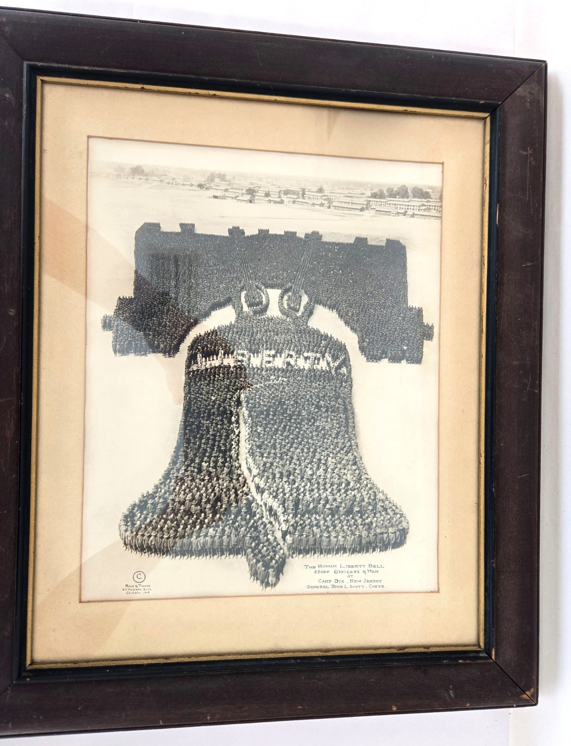 ORIGINAL 1918 Human Liberty Bell Camp Dix WWI Mole Thomas 25,000 Soldiers Photo