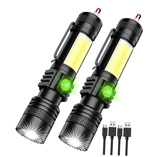 Rechargeable Flashlight, Super Bright LED Flashlight 2pack Magnetic Flashlight