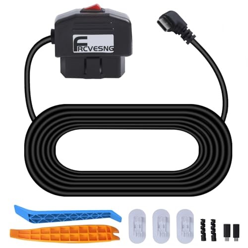 OBD Power Cable for Dash Camera, OBD to Type C Dash Cam Hardwire Red Button