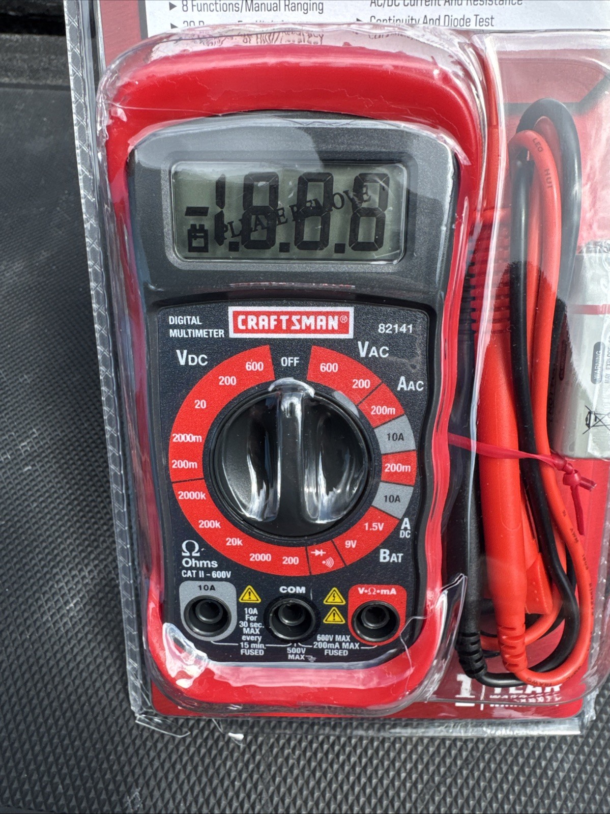 Sears Craftsman Nos 8 Function Digital Multimeter & Leads 82141 A/DC VOLTAGE