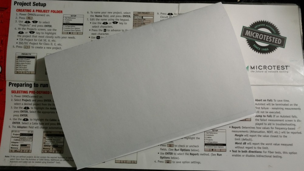 OMNISCANNER 2 QUICK START GUIDE FLUKE CABLE CERTIFIER
