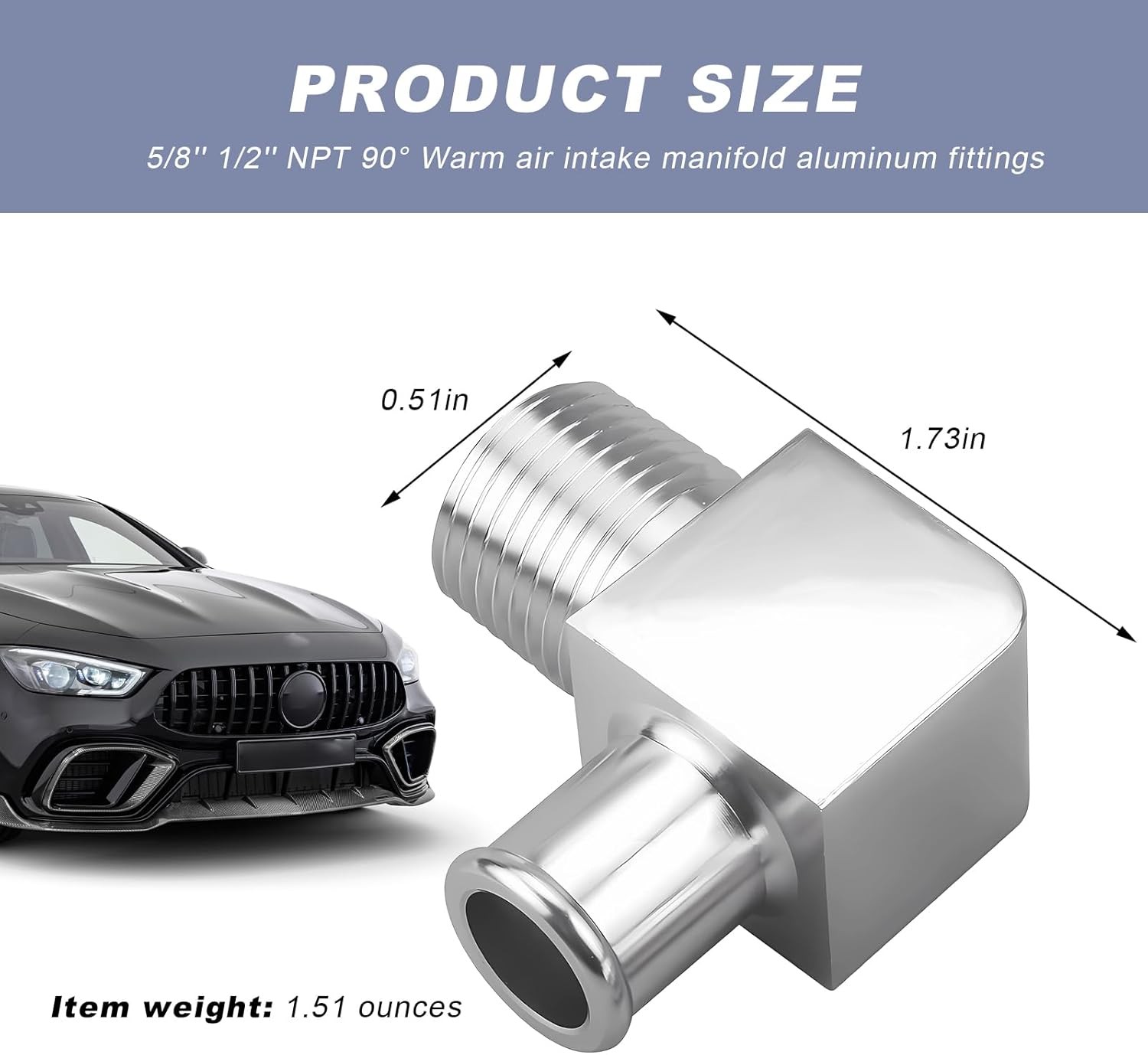 Heater Hose Fitting, 90 Degree Durable Aluminum Alloy Heater Hose Connector, Rus