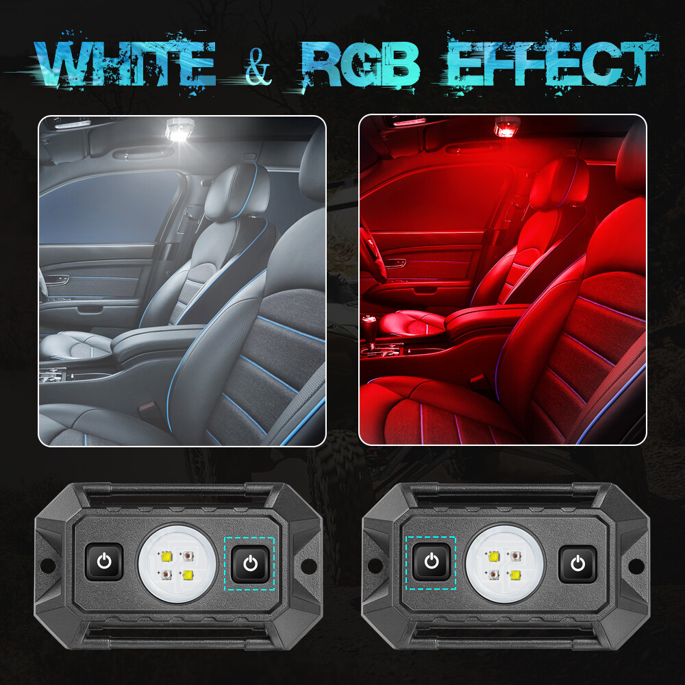 RED White Car Interior LED Dome Map Reading Light Roll Bar Cage Mount switch UTV