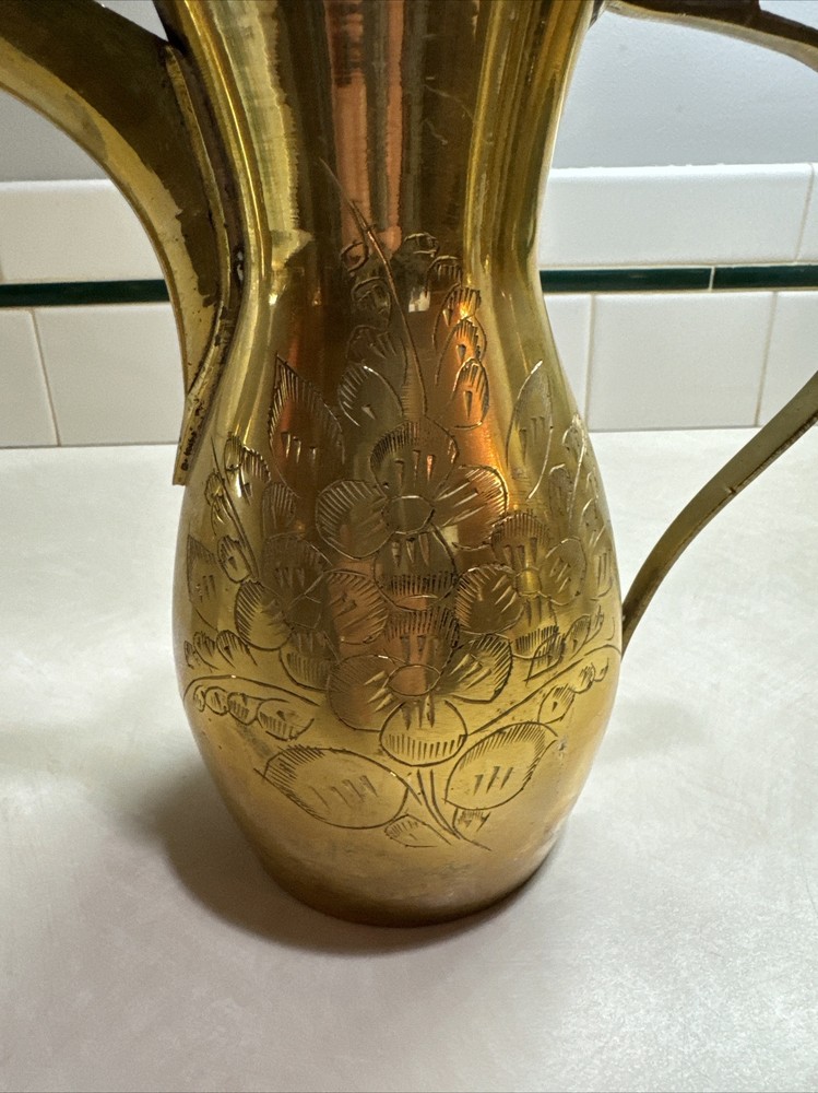 Dallah Coffee Maker Pot Brass VTG Middle Eastern Asian Arab 5 Pc Set