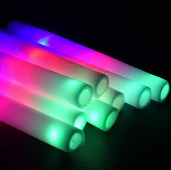 50 PCS LED Light Up Foam Sticks Baton Wands Rally Party Rave Tube Soft Glow Wand