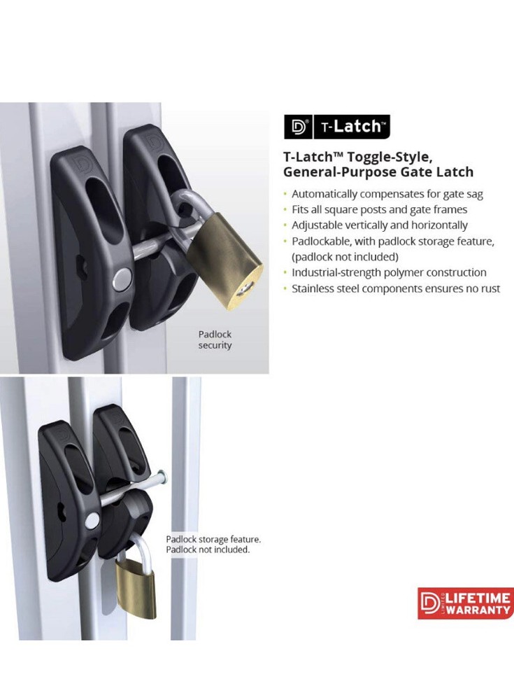 Gate Latch (New) D & D Technologies, T- Latch General Purpose TL01