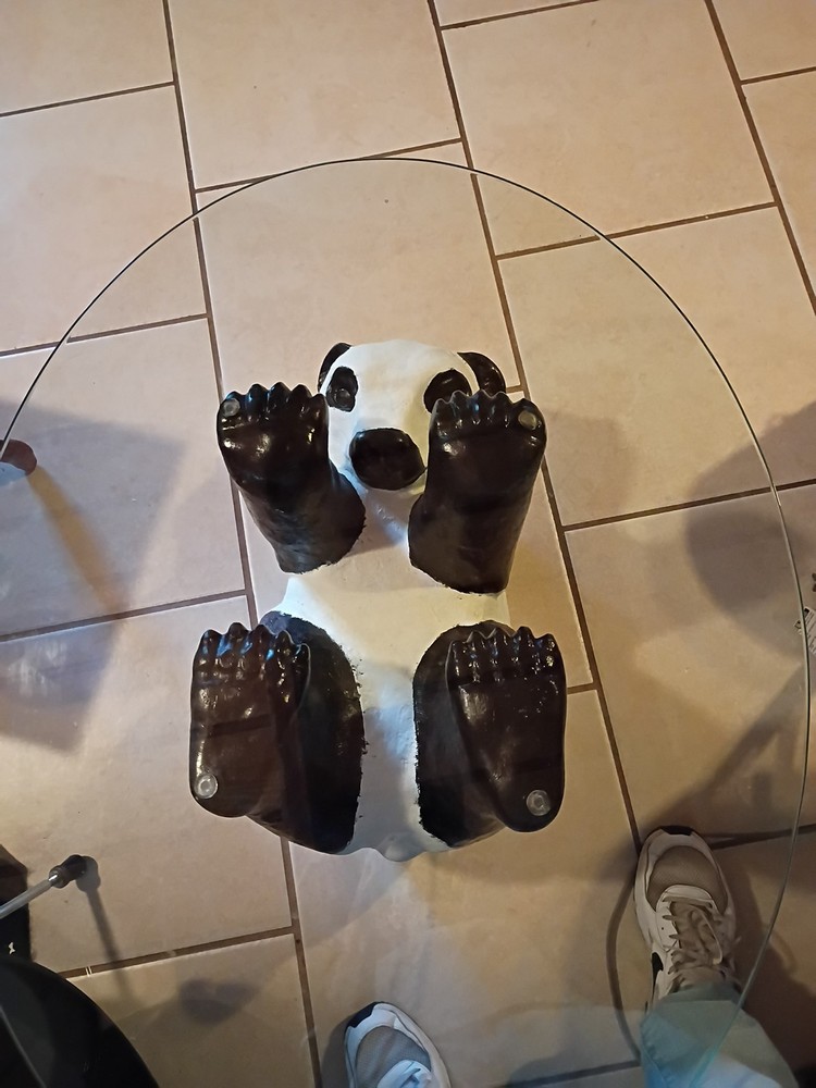 Vintage Panda Bear Glass Table