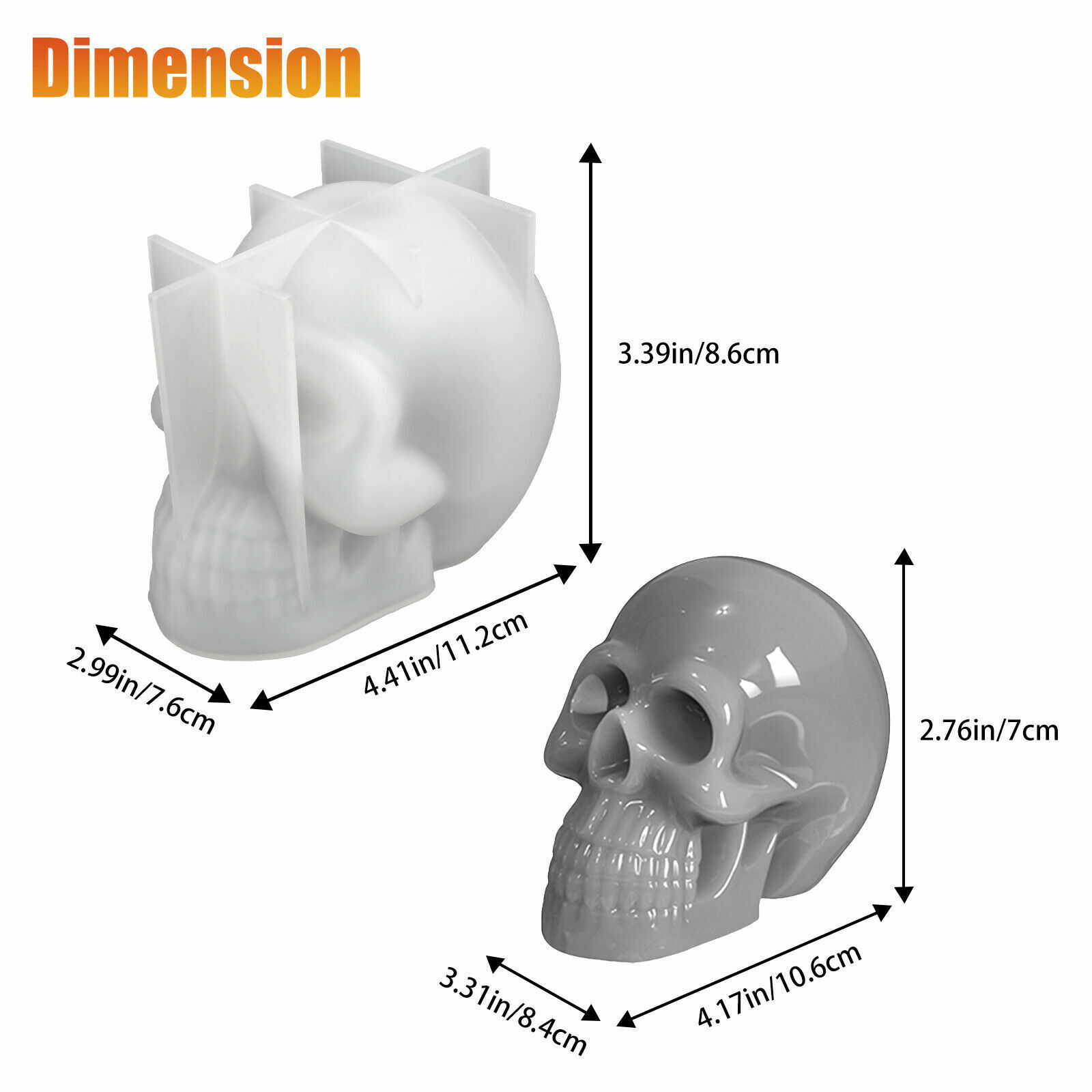DIY 3D Silicone Resin Casting Mold Skull Head Halloween Mould Tool Epoxy Craft