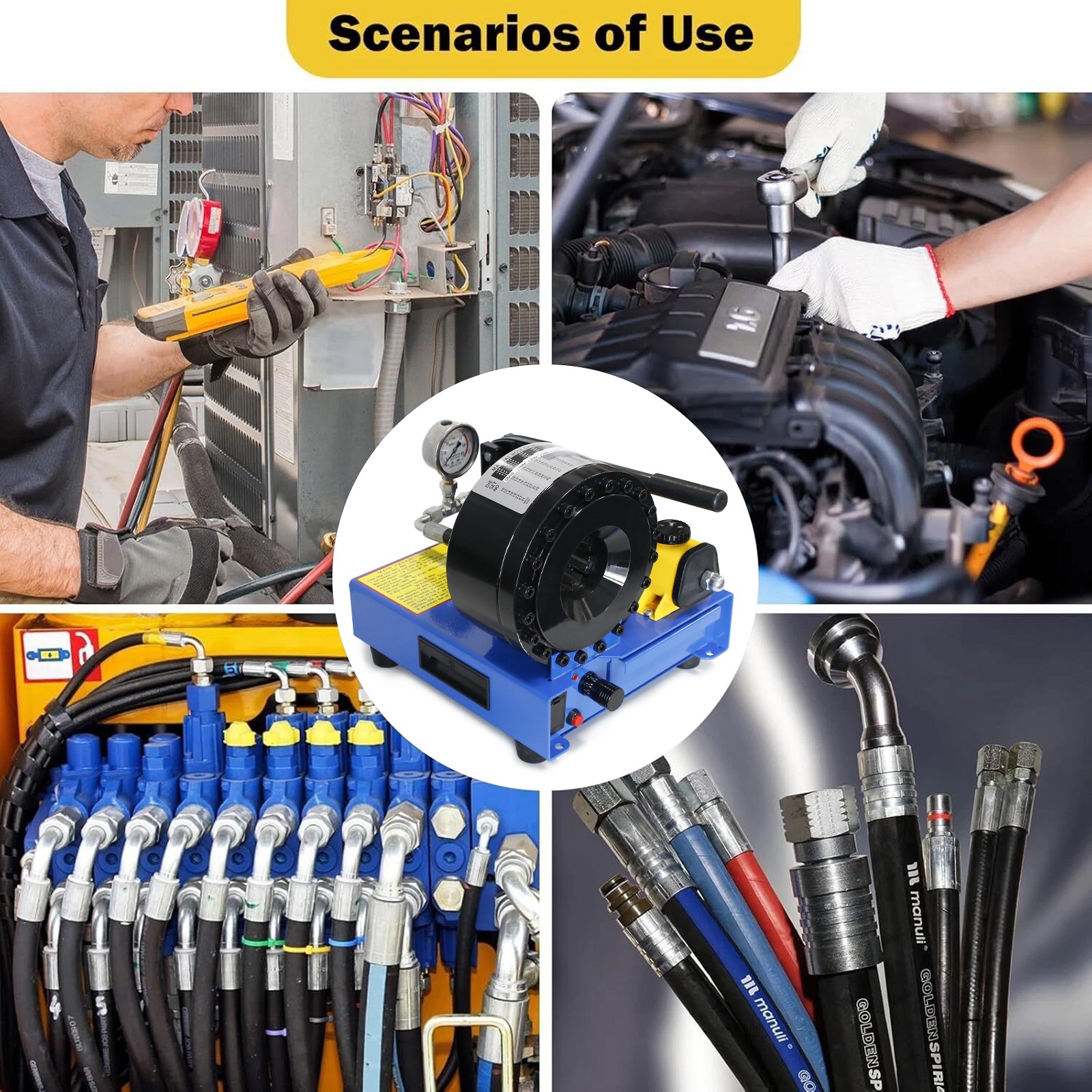 High Pressure Manual Hydraulic Hose Crimper Hose Pipe Crimping With 8 sets Molds