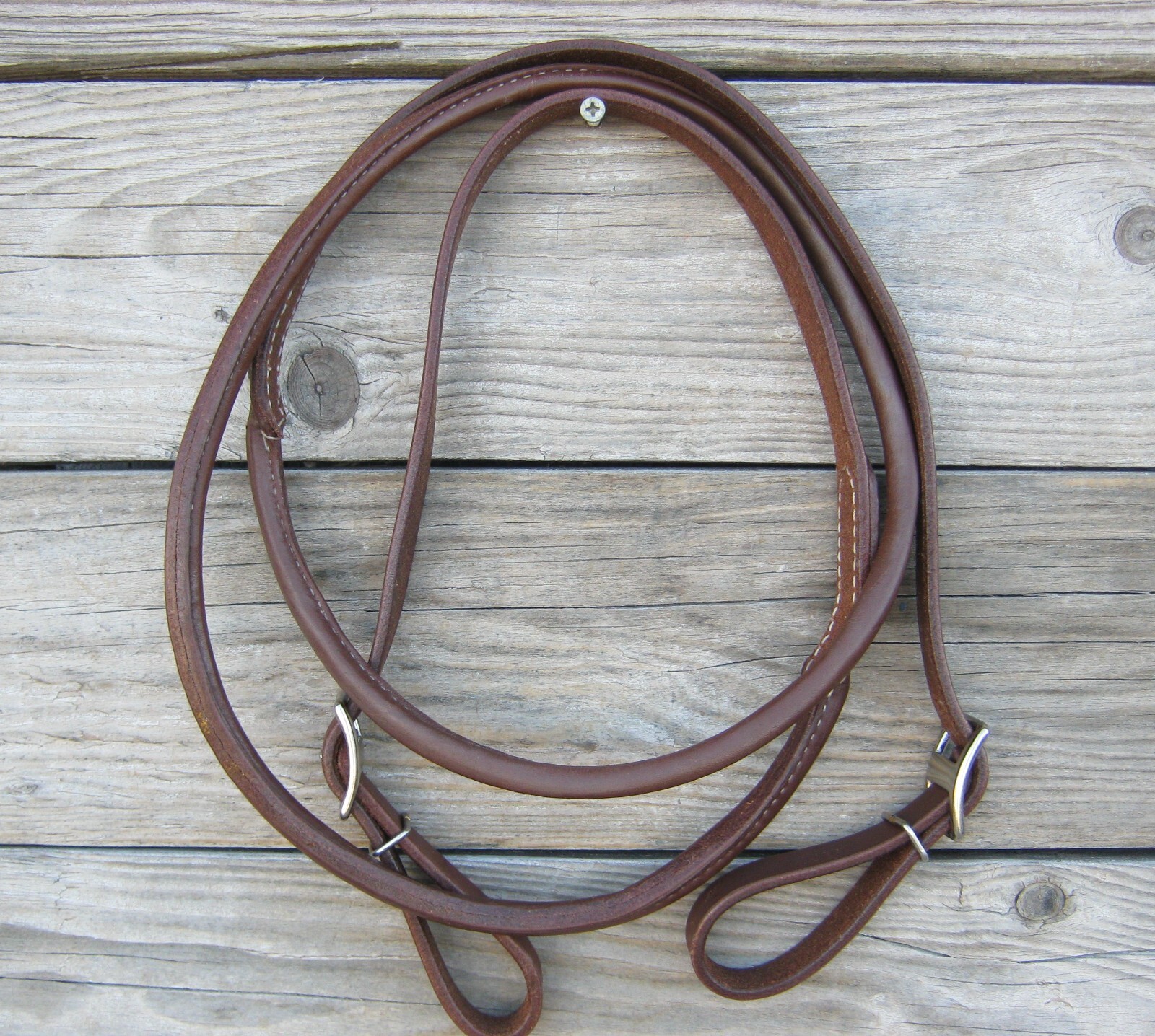 West 74 Oiled Leather Rolled Contest One Piece Barrel Roping Reins 8'