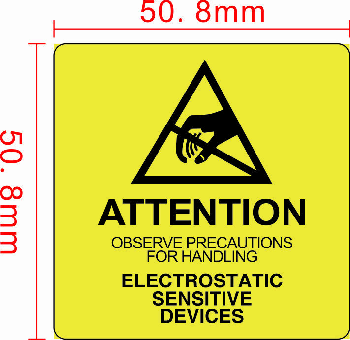 ESD 2x2 ATTENTION Electrostatic Sensitive Devices Anti Static Warning 500 Labels
